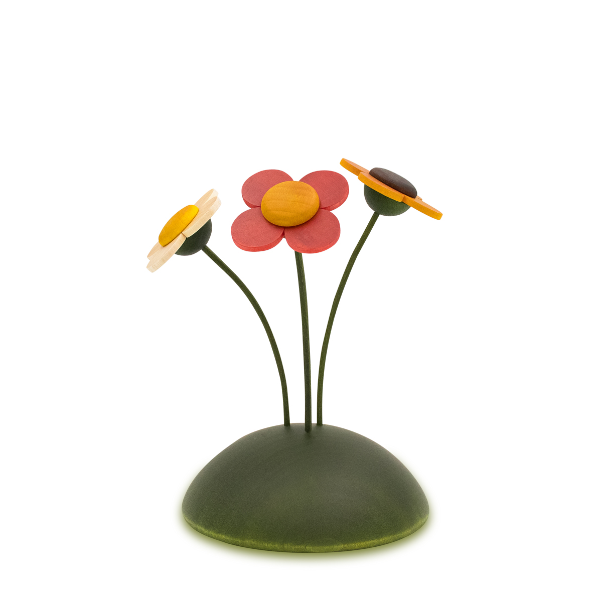 Wiese, grün mit 3 Blumen