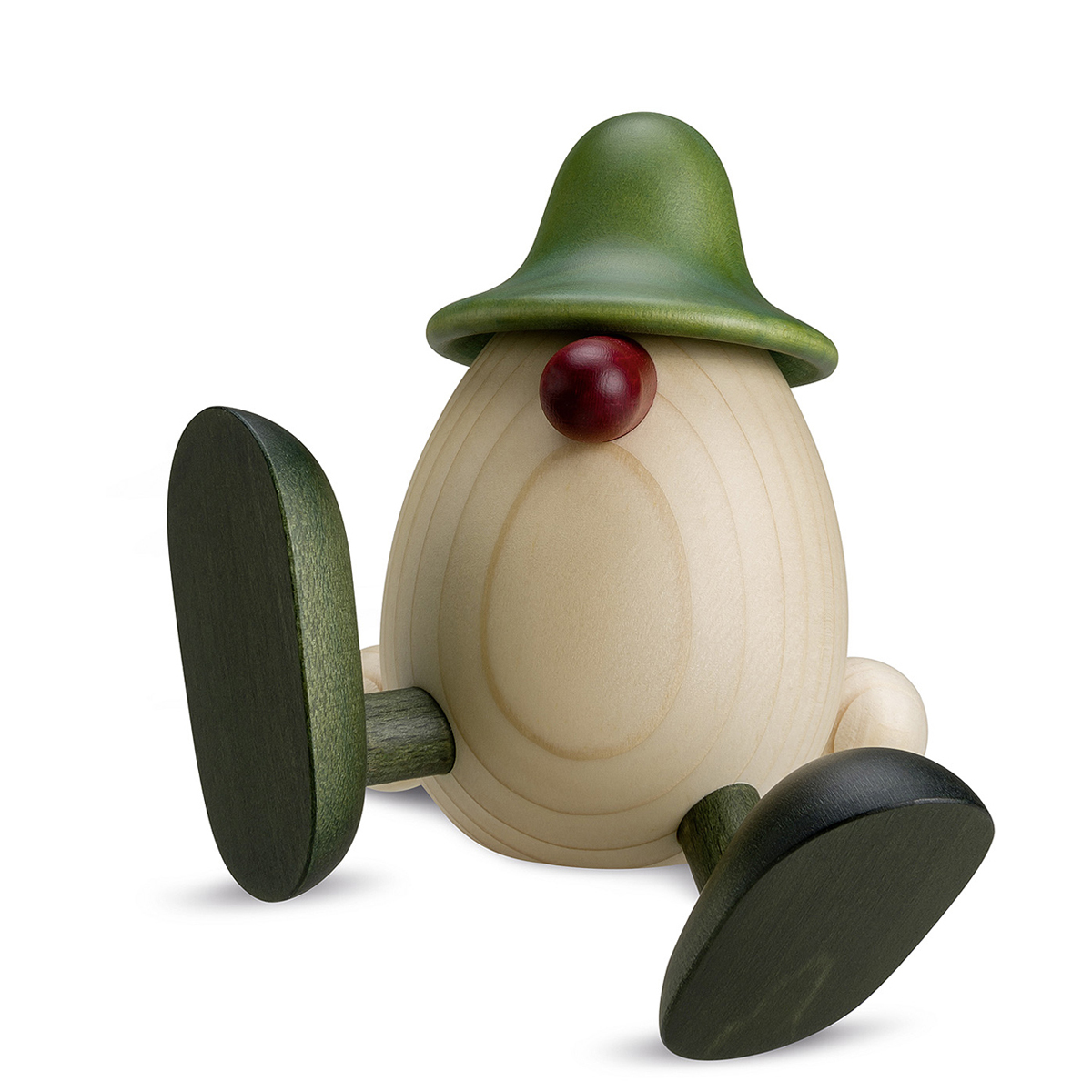 Eierkopf Alfons auf Kante sitzend/tanzend, grün