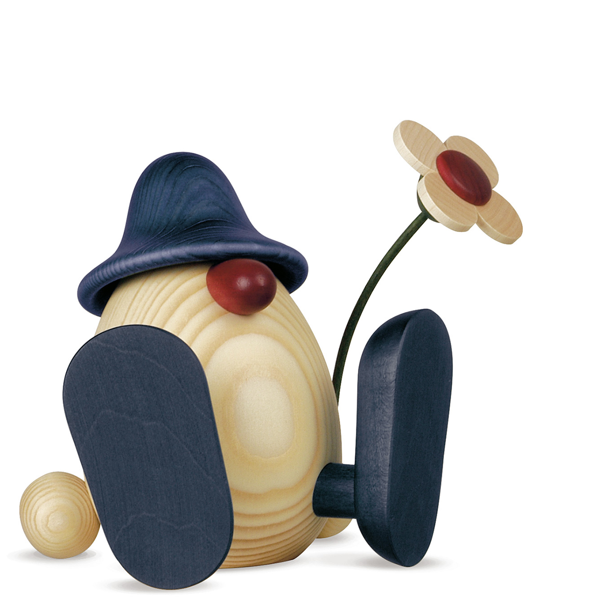 Eierkopf Vater Erwin mit Blume, sitzend, blau