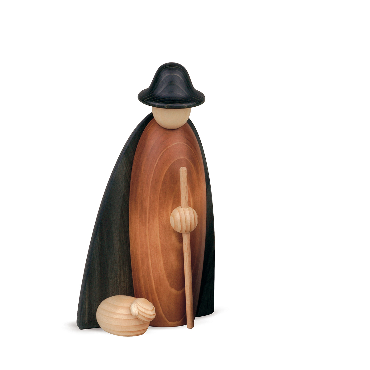 Schäfer mit Schaf im Mantel, groß, farbig