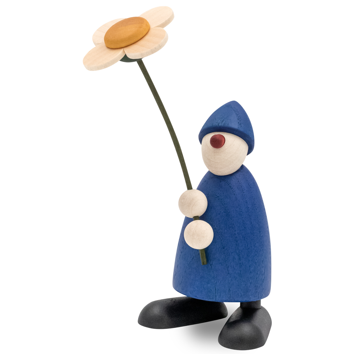 Gratulant Phillip mit Blume, stehend, blau