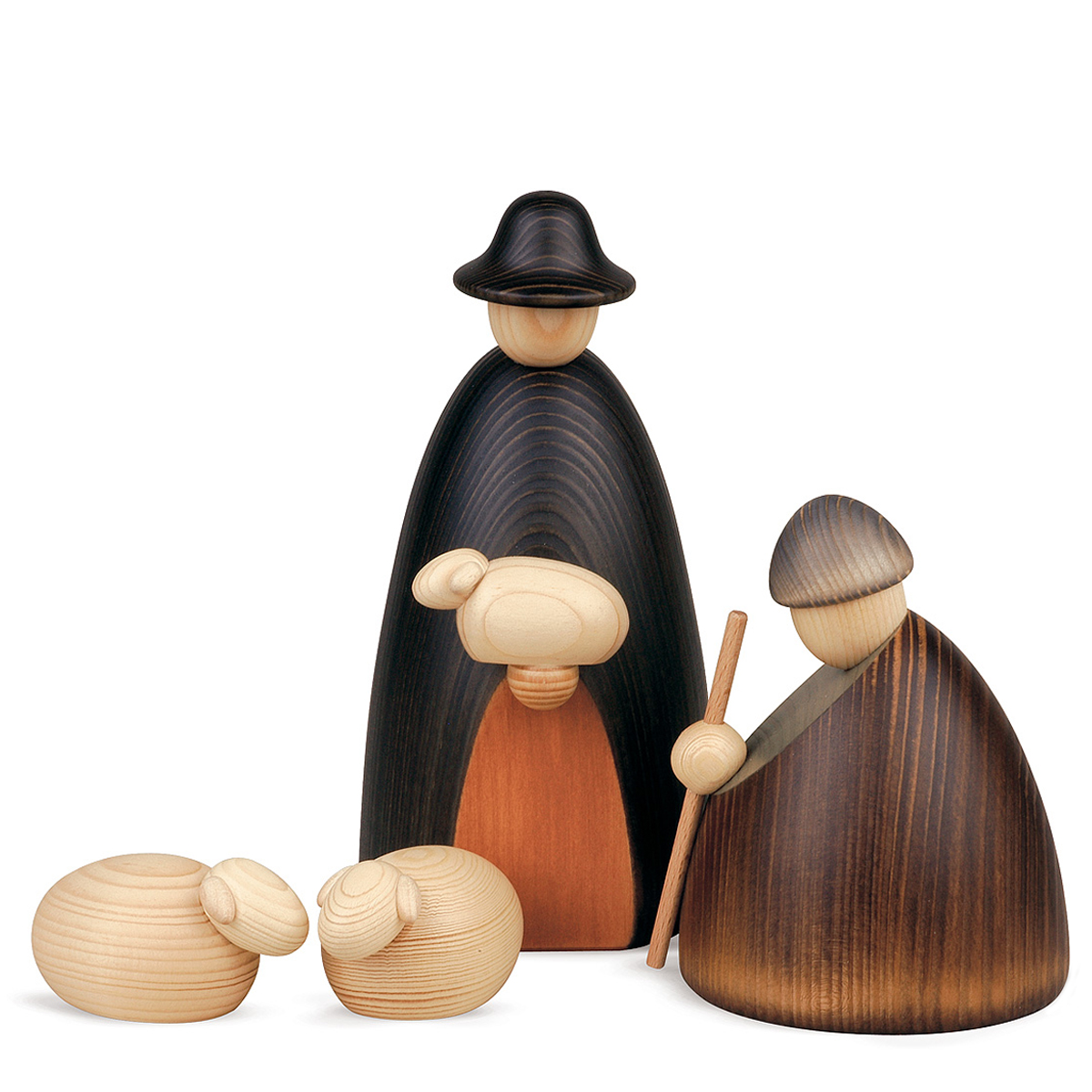 The shepherds with two sheep, large, coloured