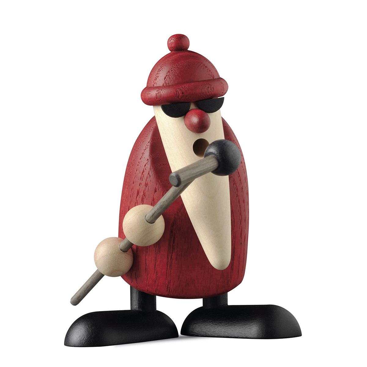 Weihnachtsmann am Mikrofon extrovertiert