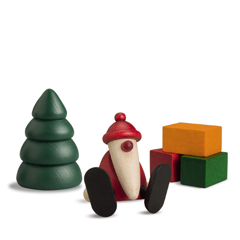 Set 1 | Santa Claus sitting on a ledge with tree and presents