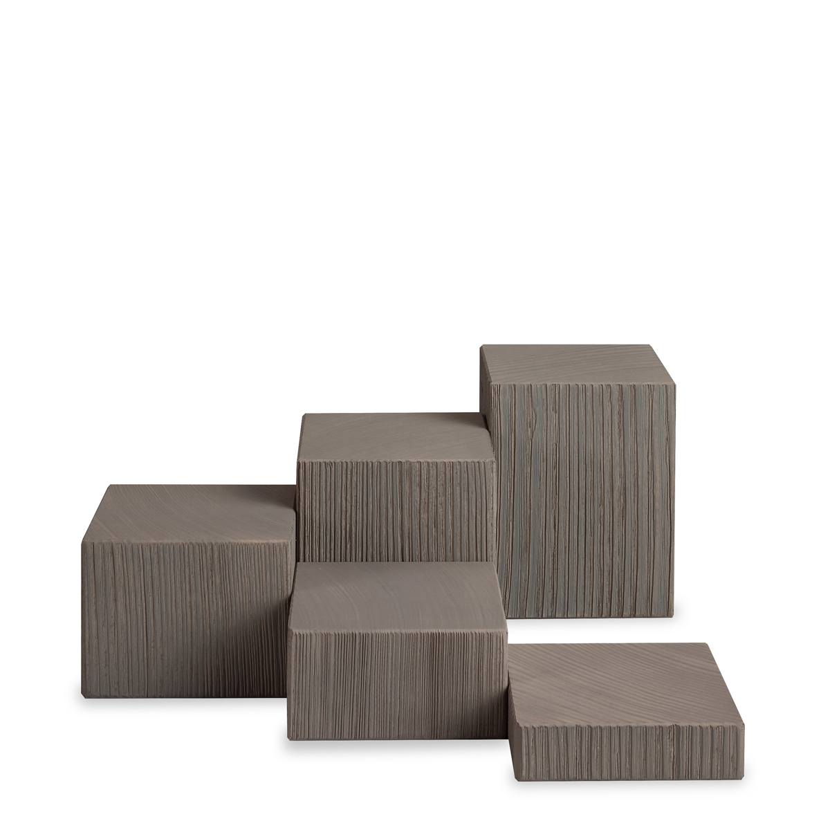 Deko-Set, Klötze grau, sägerau, 5-teilig