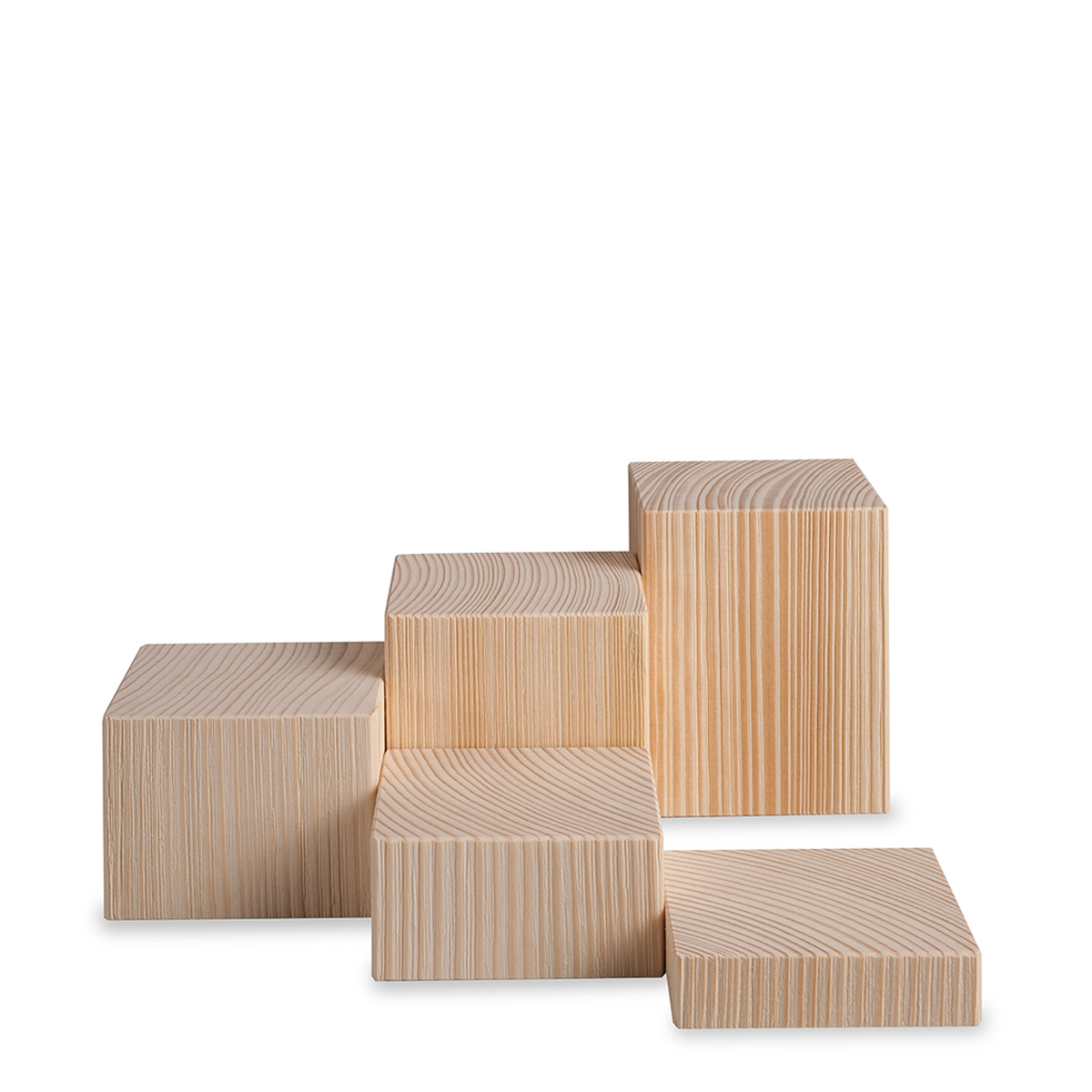 Deko-Set, Klötze natur, sägerau, 5-teilig