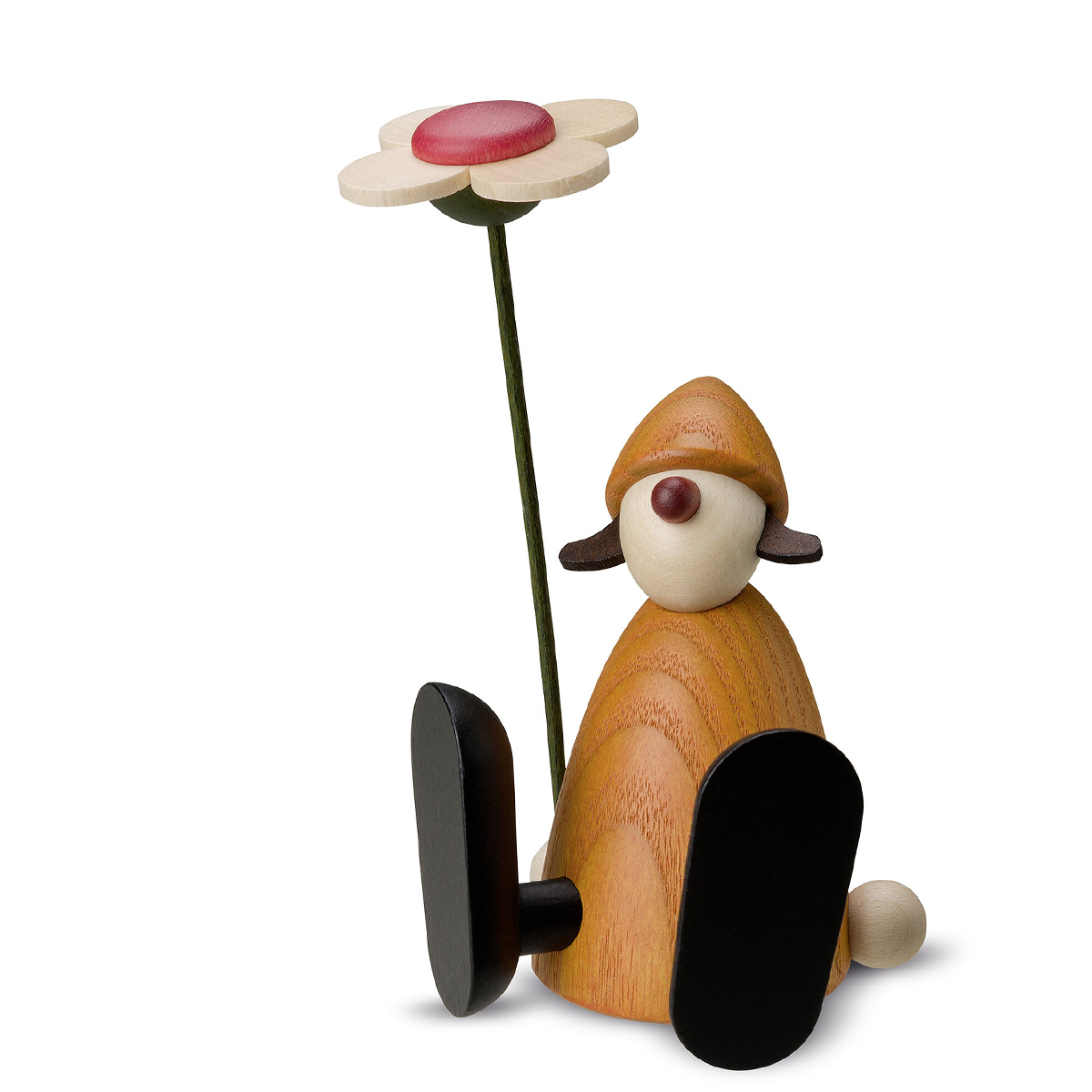 Gratulantin Lotta mit Blume, sitzend, gelb