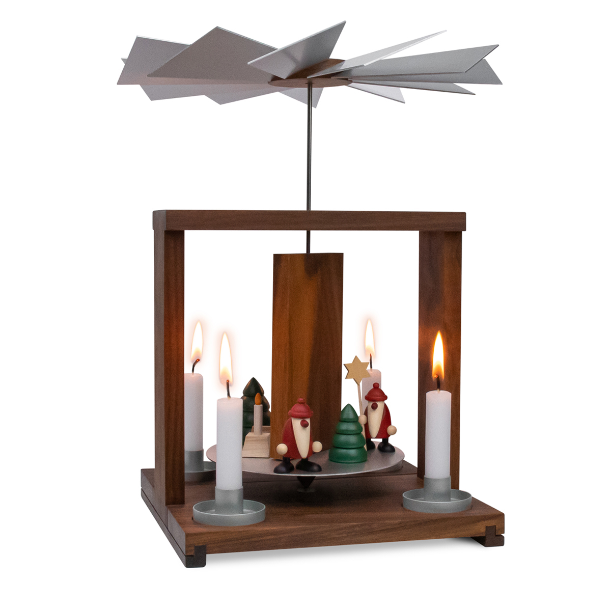 Tischpyramide Nussbaum mit Miniaturset 2 + 5