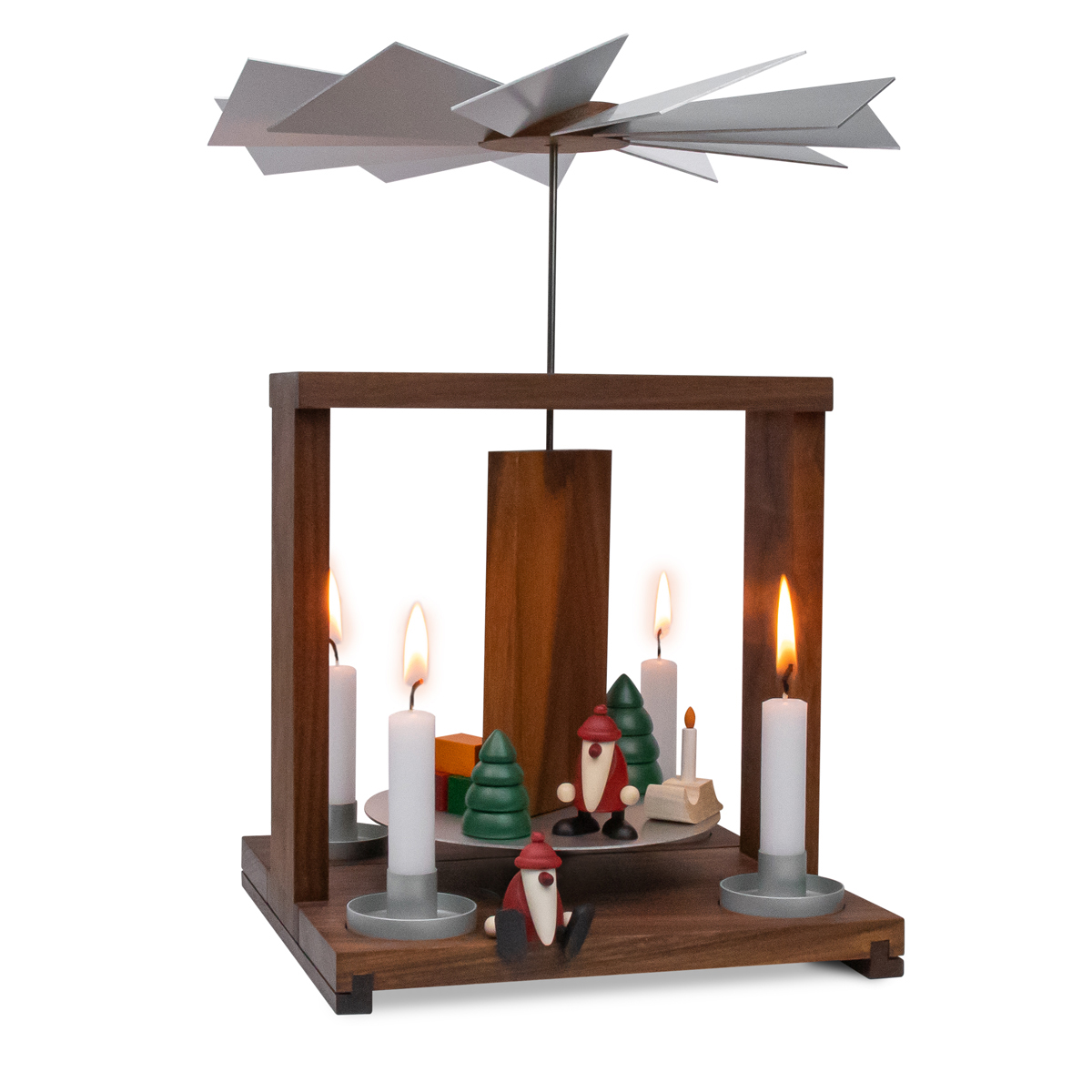 Tischpyramide Nussbaum mit Miniaturset 1 + 2