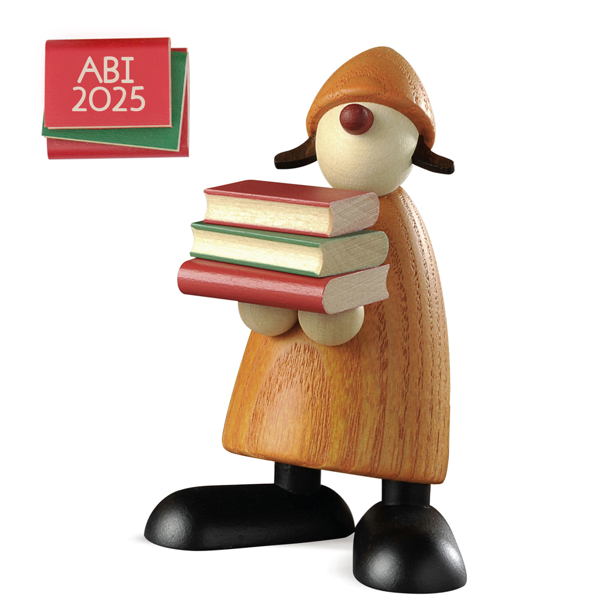 Gratulantin Lilly mit Büchern, gelb "ABI"