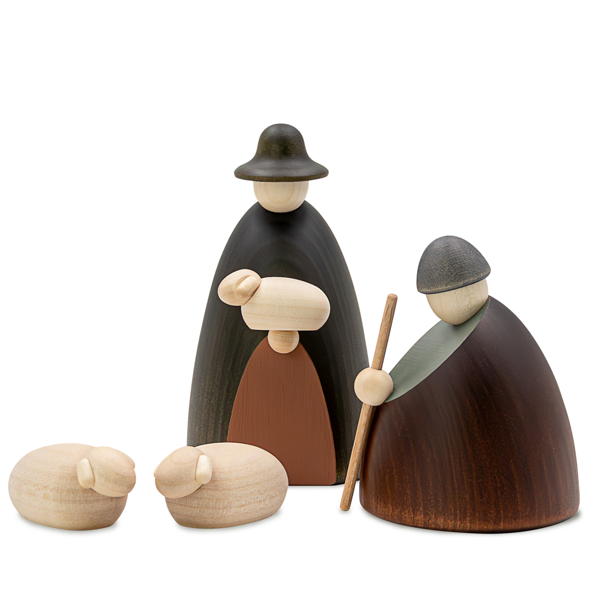 Hirtengruppe mit zwei Schafen, klein, farbig