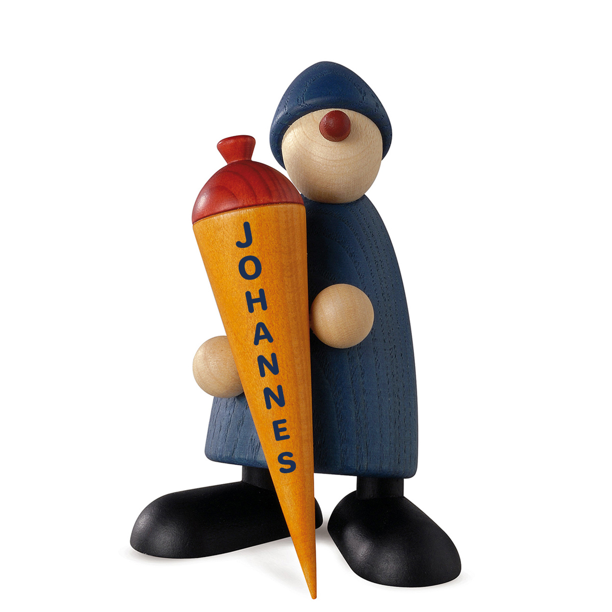 Gratulant Caspar mit Zuckertüte, blau, personalisiert