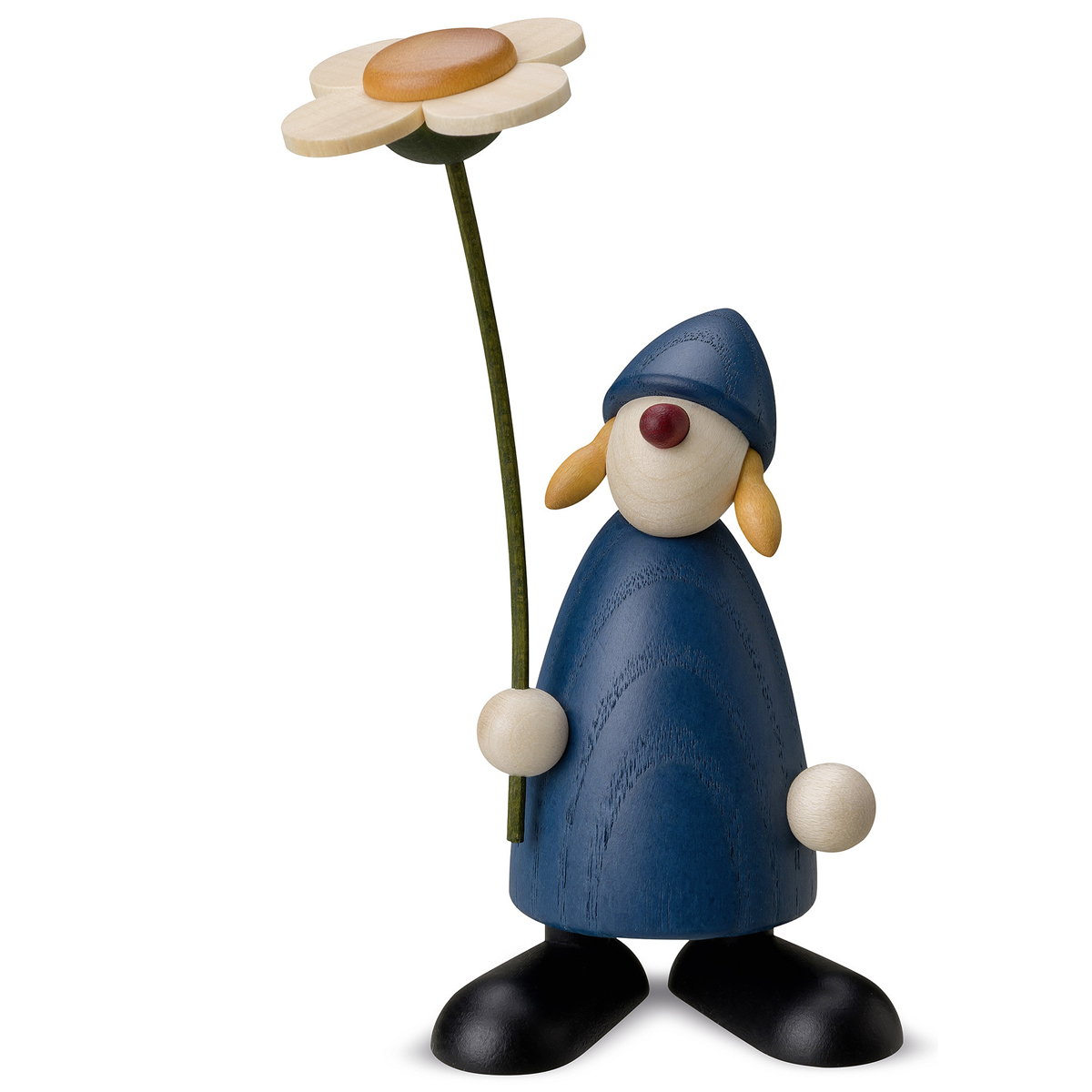 Gratulantin Susi mit Blume, stehend, blau