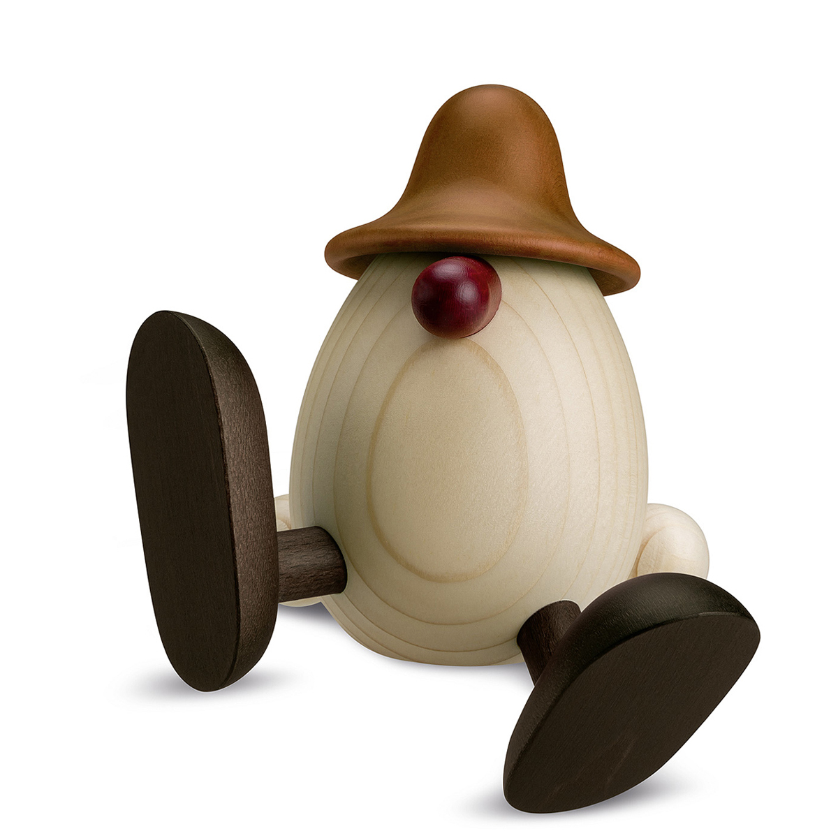 Eierkopf Alfons auf Kante sitzend/tanzend, braun