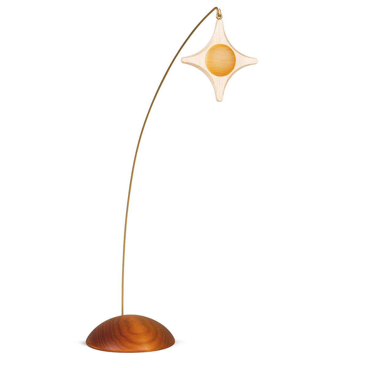 Stern mit braunem Sockel zur Krippe, klein, farbig