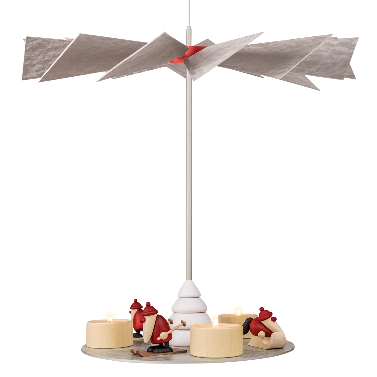 Hängepyramide LUMA Vintage mit 3 Wintersportfreunden und Winterbaum im Set